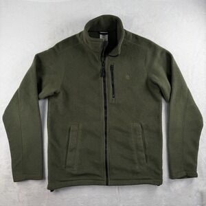 Timberland Outdoor Full Zip Fleece Jacket Men's Small Green Chest Pocket Spruce